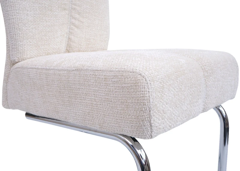 Lot de 2 chaises de salle à manger chaises de cuisine chaises cantilever métal tissu/textile chenille crème 04_0007395
