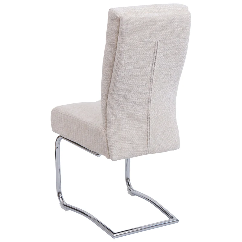 Lot de 2 chaises de salle à manger chaises de cuisine chaises cantilever métal tissu/textile chenille crème 04_0007395