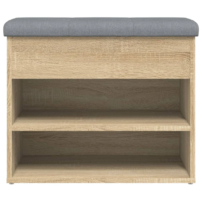 Banc de rangement à chaussures couleur chêne 62 x 32 x 50 cm en bois d'ingénierie brun DEC024890