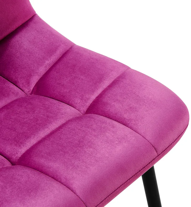 Lot de 4 chaises de salle à manger coutures forme carrées en tissu velours violet pieds en métal noir 10_0001797