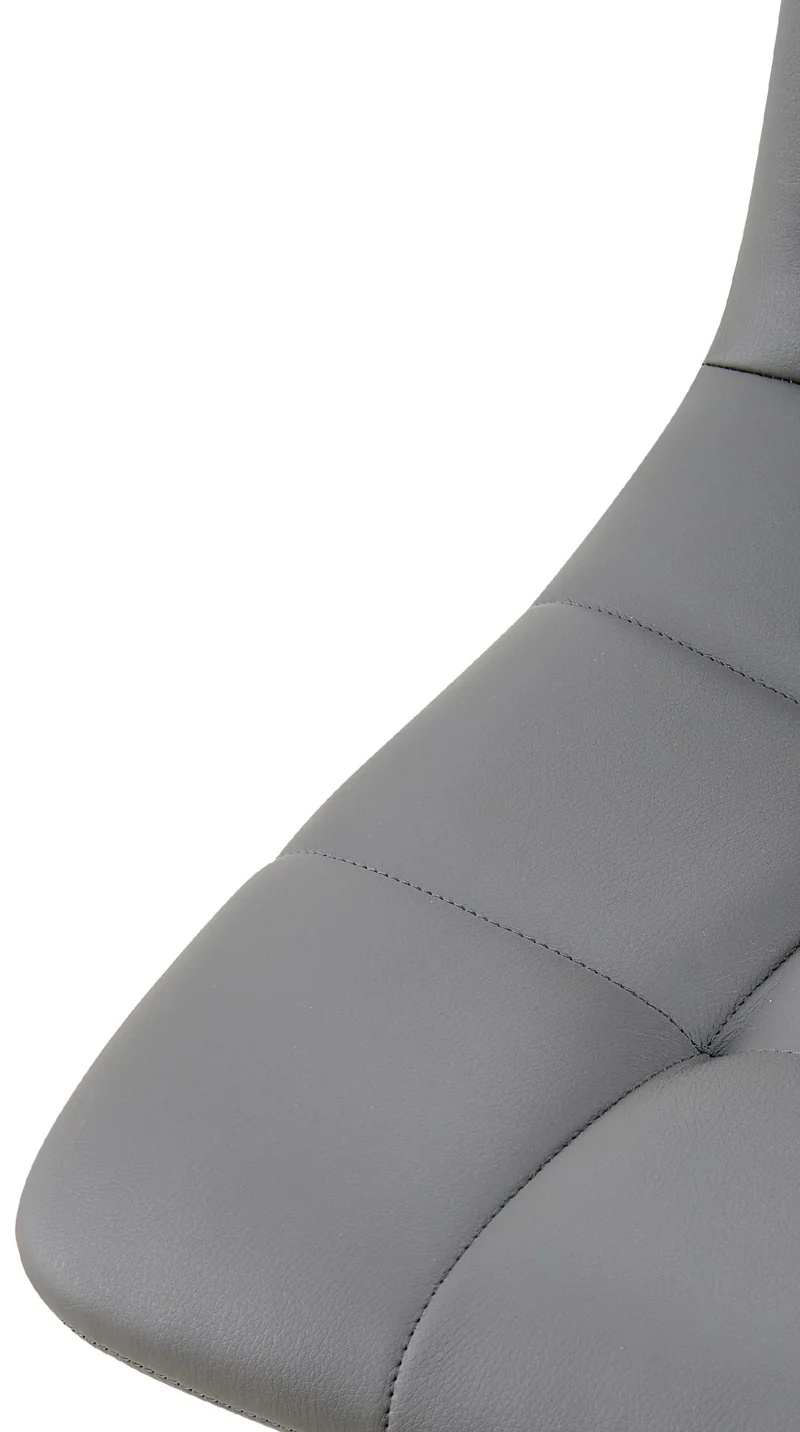 Lot de 4 chaises de salle à manger coutures forme carrées en PVC gris foncé pieds en métal noir 10_0007749