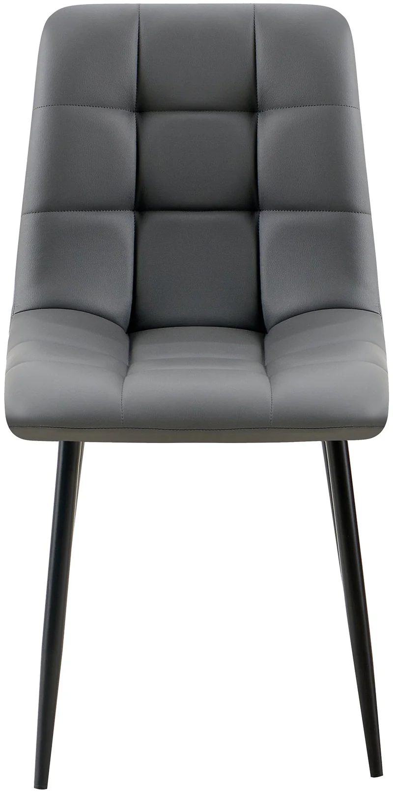 Lot de 4 chaises de salle à manger coutures forme carrées en PVC gris foncé pieds en métal noir 10_0007749