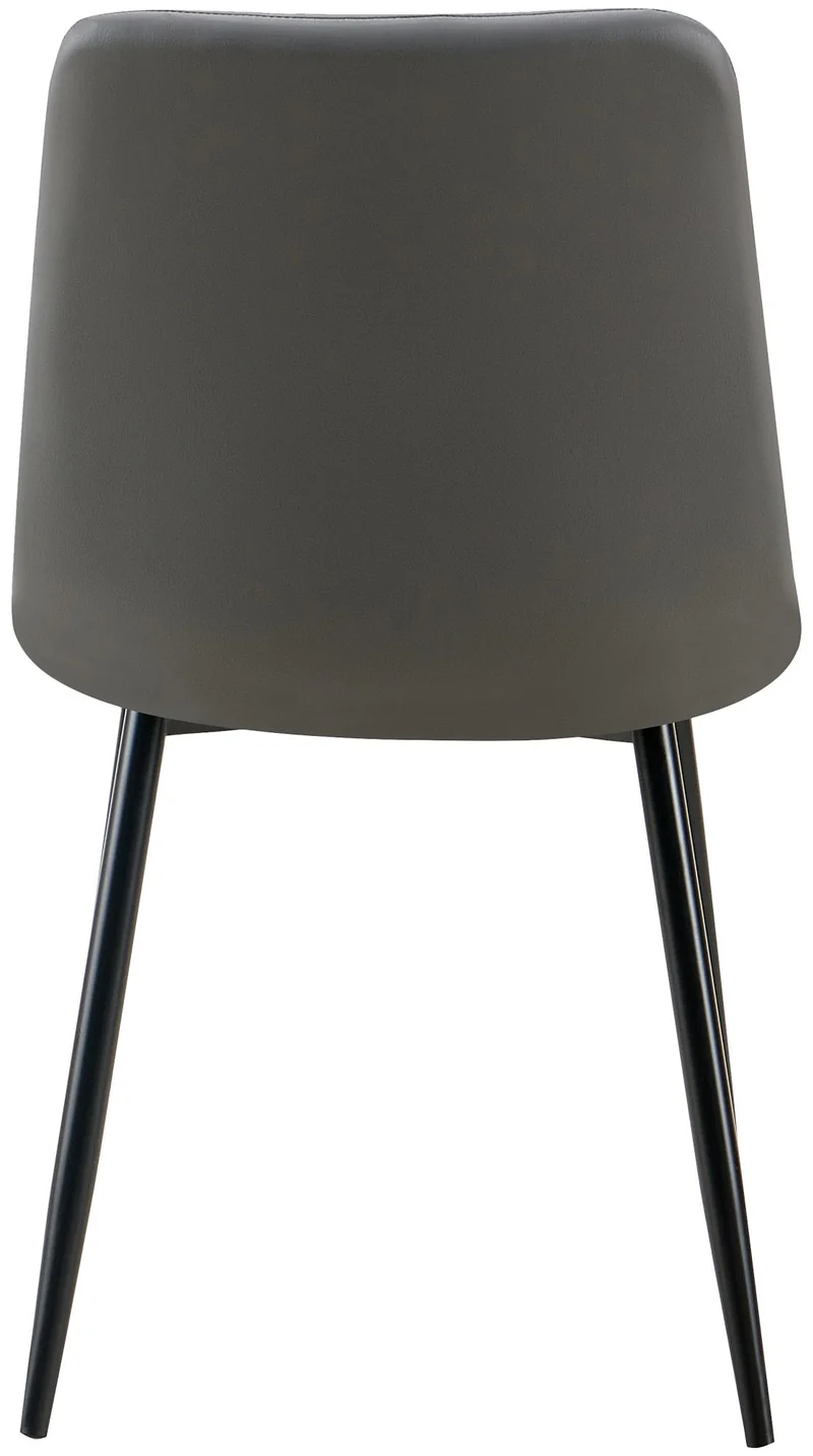 Lot de 4 chaises de salle à manger coutures forme carrées en PVC gris foncé pieds en métal noir 10_0007749