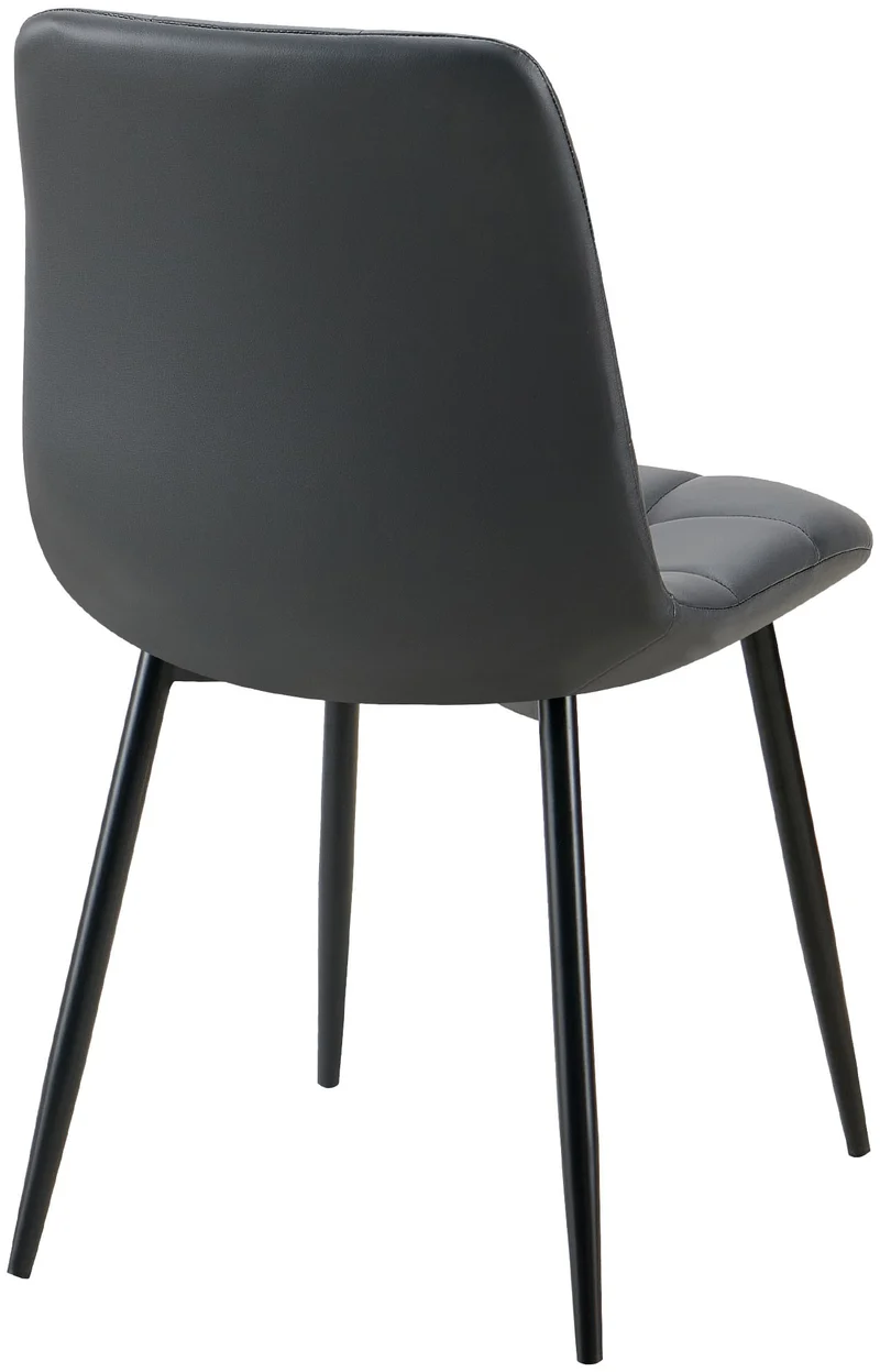 Lot de 4 chaises de salle à manger coutures forme carrées en PVC noir pieds en métal noir 10_0007596