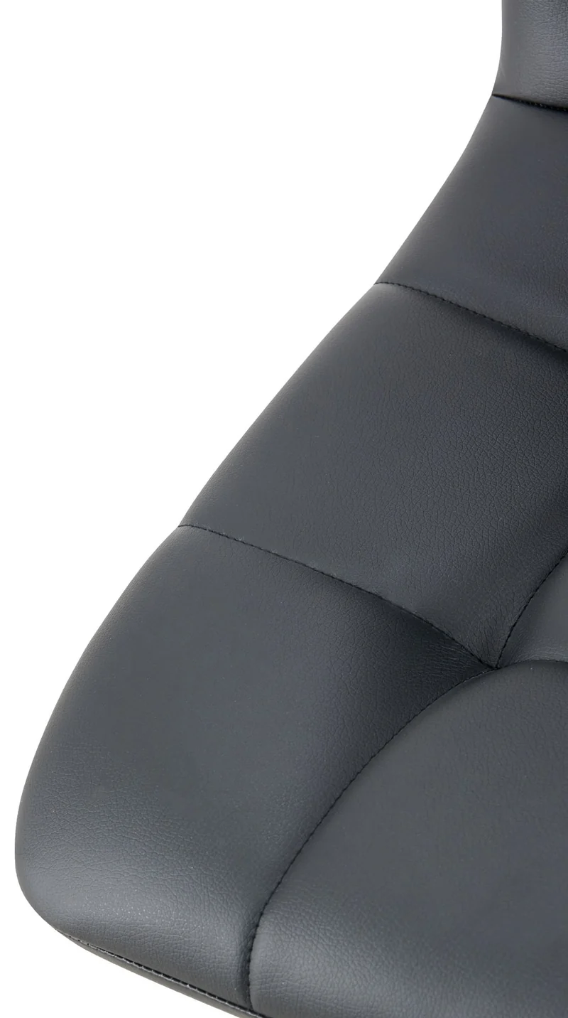 Lot de 4 chaises de salle à manger coutures forme carrées en PVC noir pieds en métal noir 10_0007596