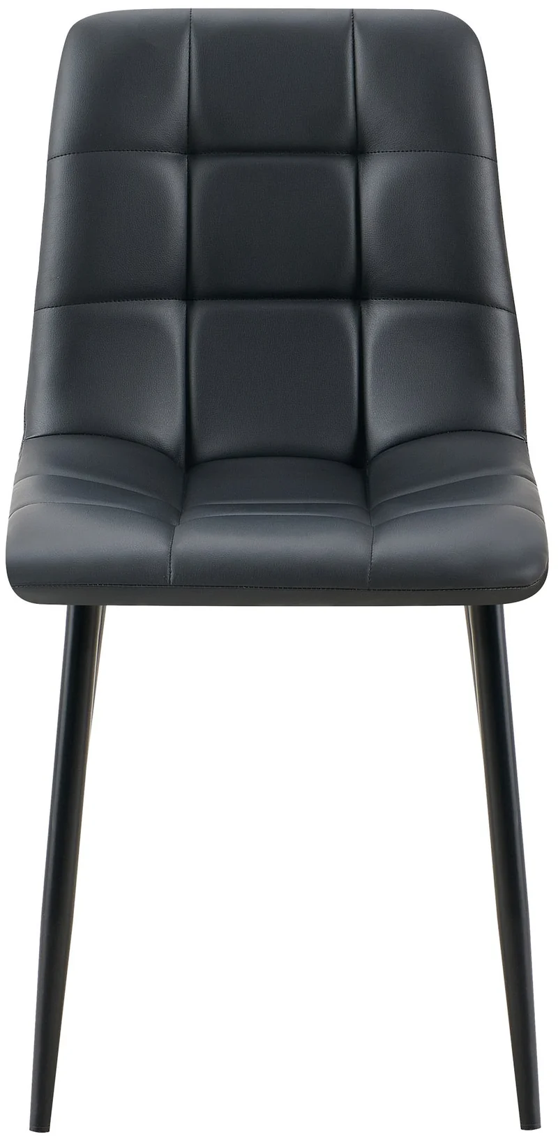 Lot de 4 chaises de salle à manger coutures forme carrées en PVC noir pieds en métal noir 10_0007596