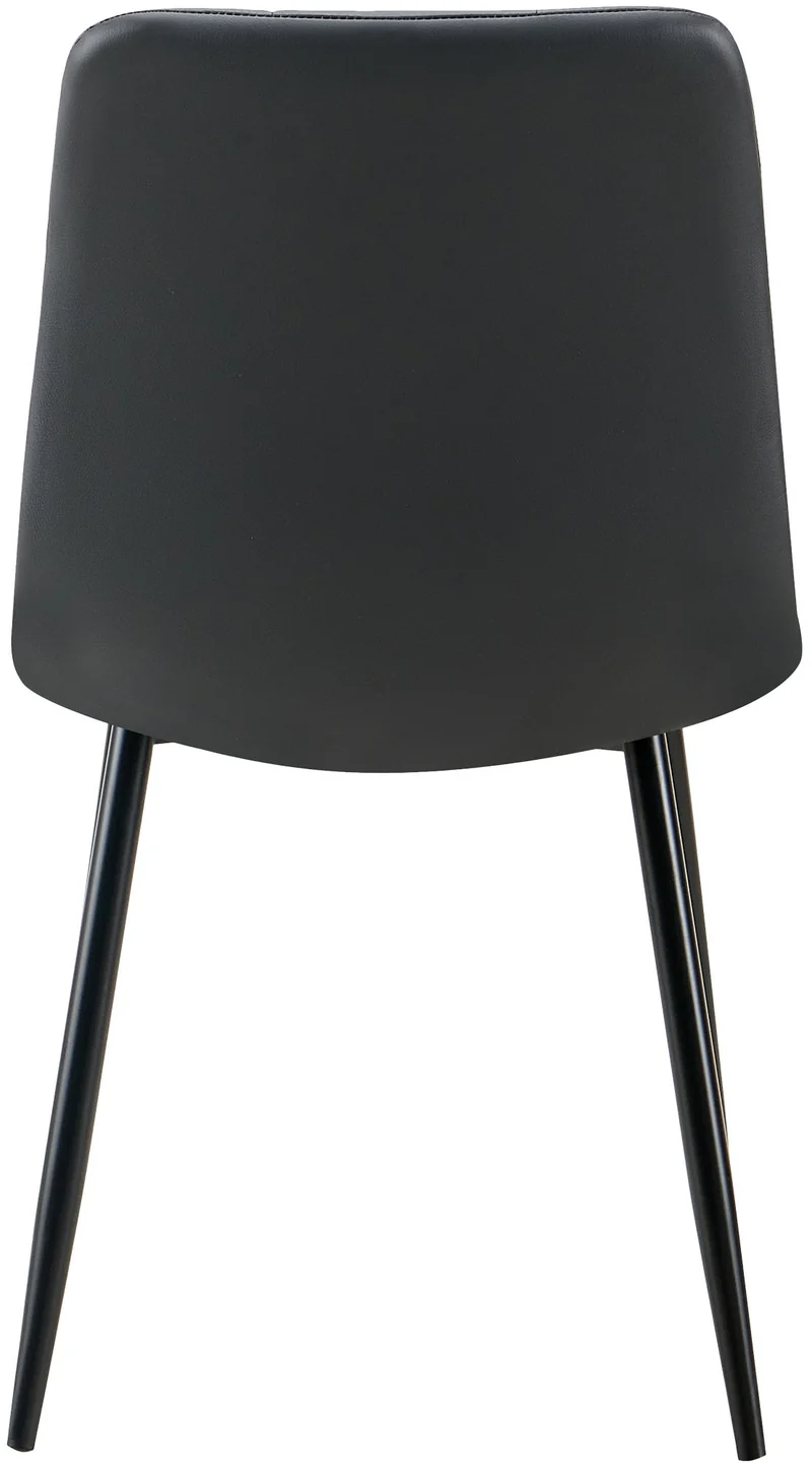 Lot de 4 chaises de salle à manger coutures forme carrées en PVC noir pieds en métal noir 10_0007596