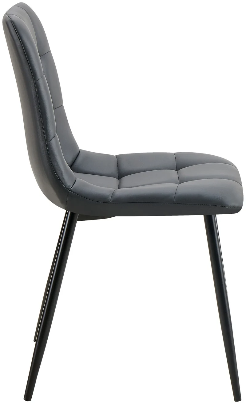 Lot de 4 chaises de salle à manger coutures forme carrées en PVC noir pieds en métal noir 10_0007596