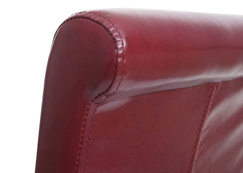Tabouret de bar chaise comptoir x1 assise en PVC rouge-marron pieds en bois clairs 04_0008583