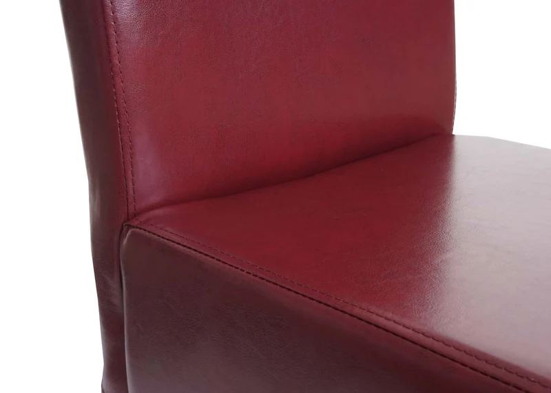 Tabouret de bar chaise comptoir x1 assise en PVC rouge-marron pieds en bois clairs 04_0008583