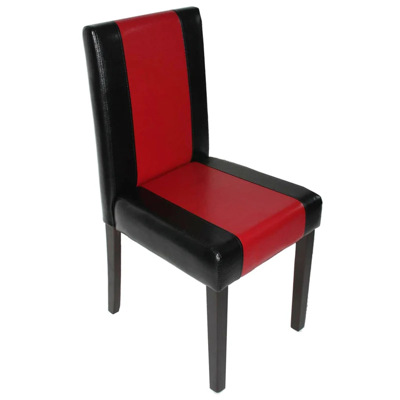 Lot de 4 chaises de salle à manger cuisine design moderne en PVC noir-rouge pieds foncés 04_0007529