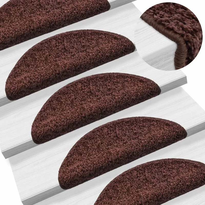 Tapis d'escalier 15 pièces Marron 56 x 20 cm DEC023563