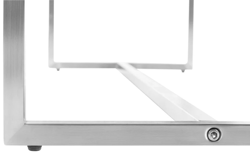 Banc banquette en PVC gris capitonné assise rembourrée et acier inoxydable 100 cm 10_0005504