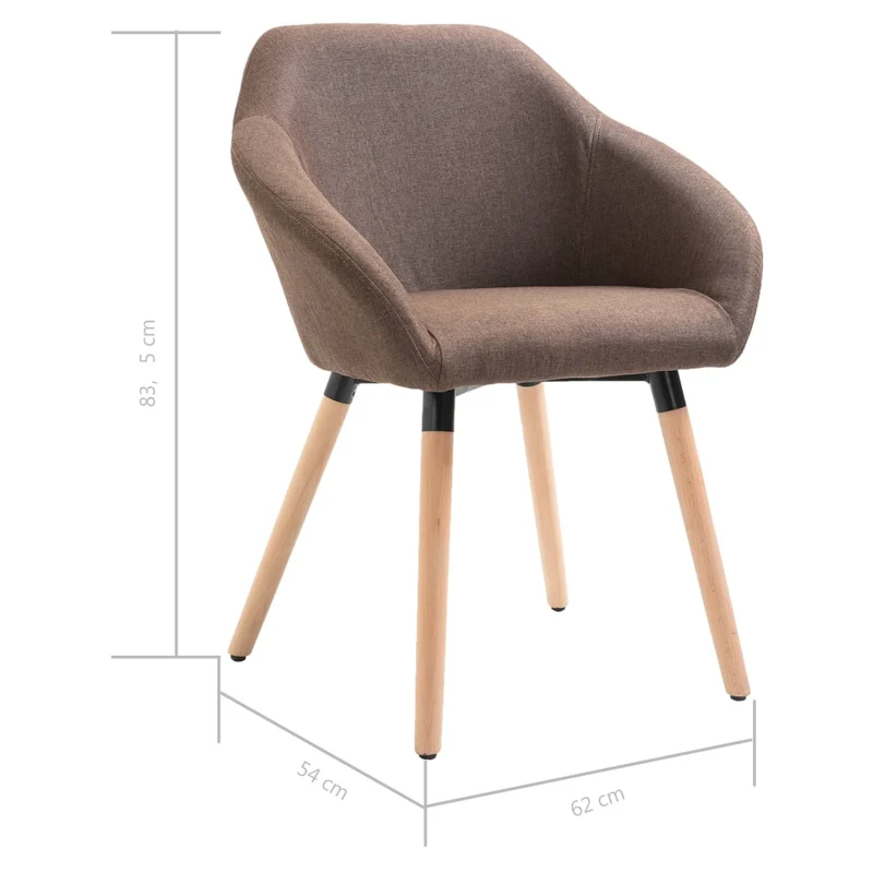 Lot de 4 chaises de salle à manger cuisine design moderne tissu marron CDS021748