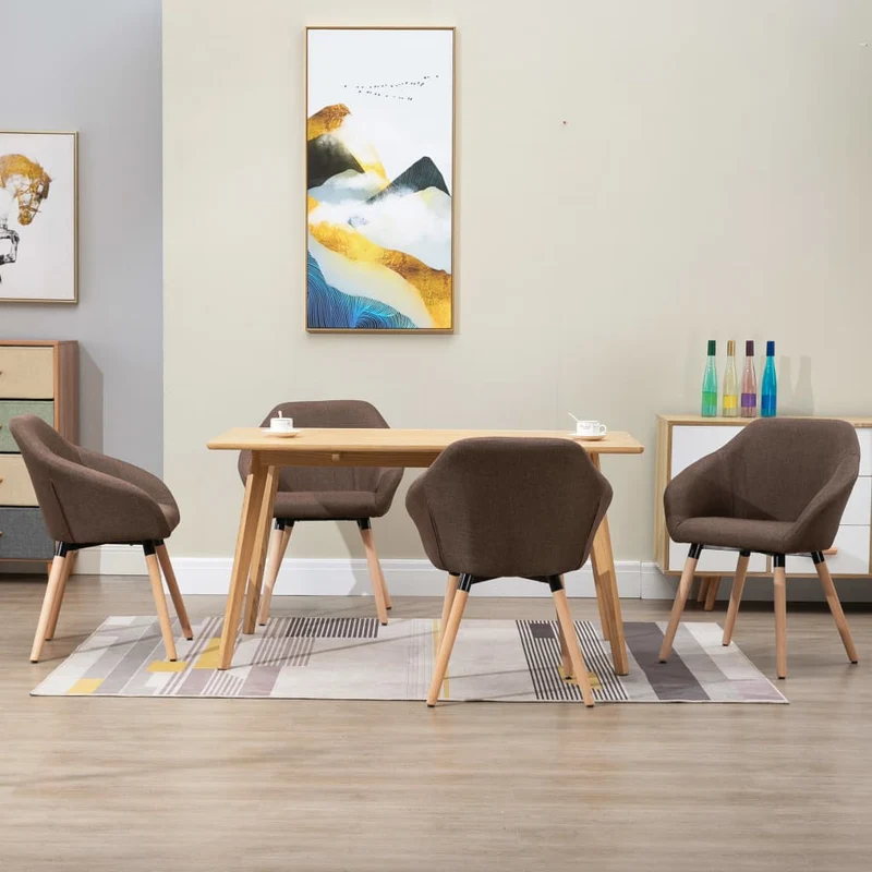 Lot de 4 chaises de salle à manger cuisine design moderne tissu marron CDS021748