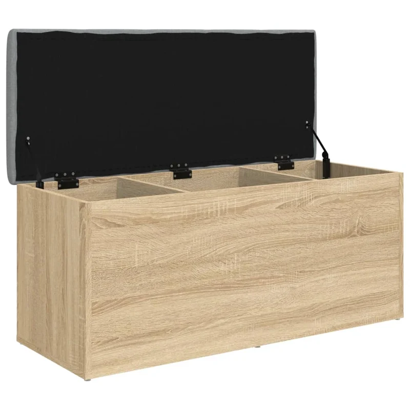 Banc banquette de rangement couleur chêne sonoma 102 x 42 x 45 cm bois d'ingénierie brun DEC024747