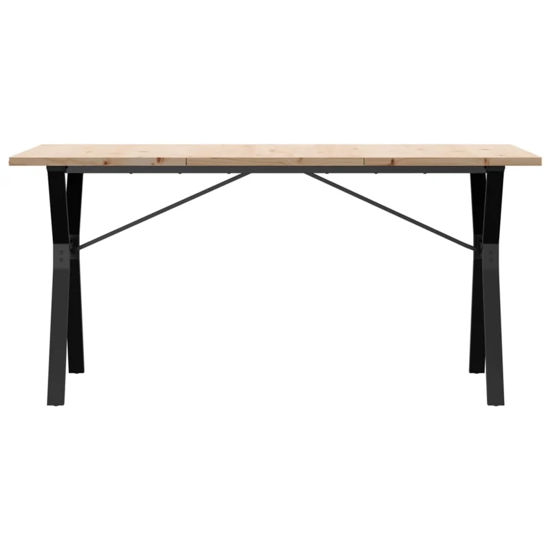 Table de salle à manger design industriel 140 x 80 x 75,5 cm bois pin massif et acier DEC036825
