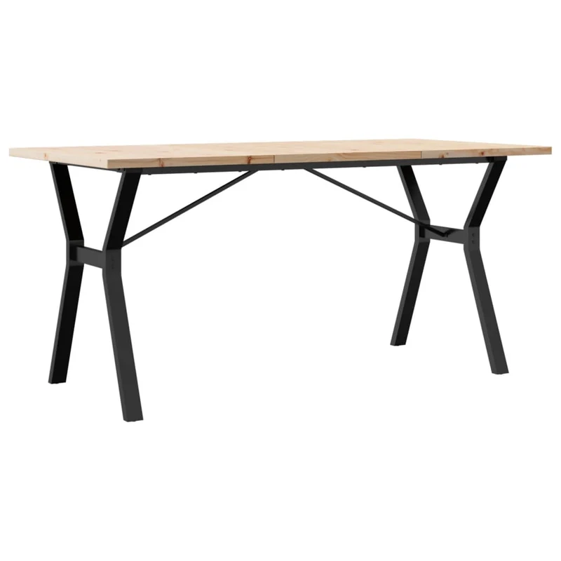 Table de salle à manger design industriel 140 x 80 x 75,5 cm bois pin massif et acier DEC036825