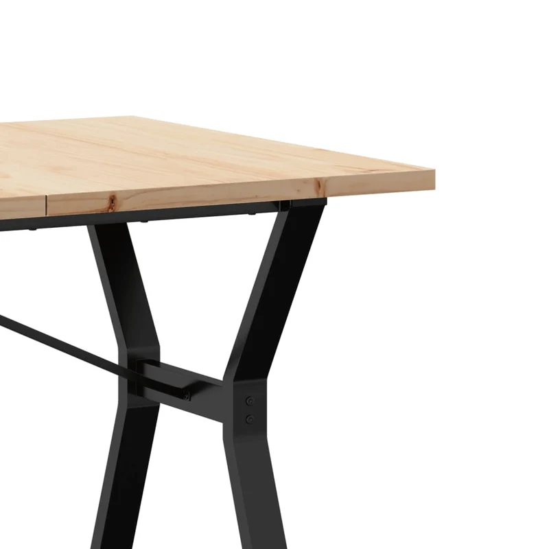 Table de salle à manger design industriel 140 x 80 x 75,5 cm bois pin massif et acier DEC036825