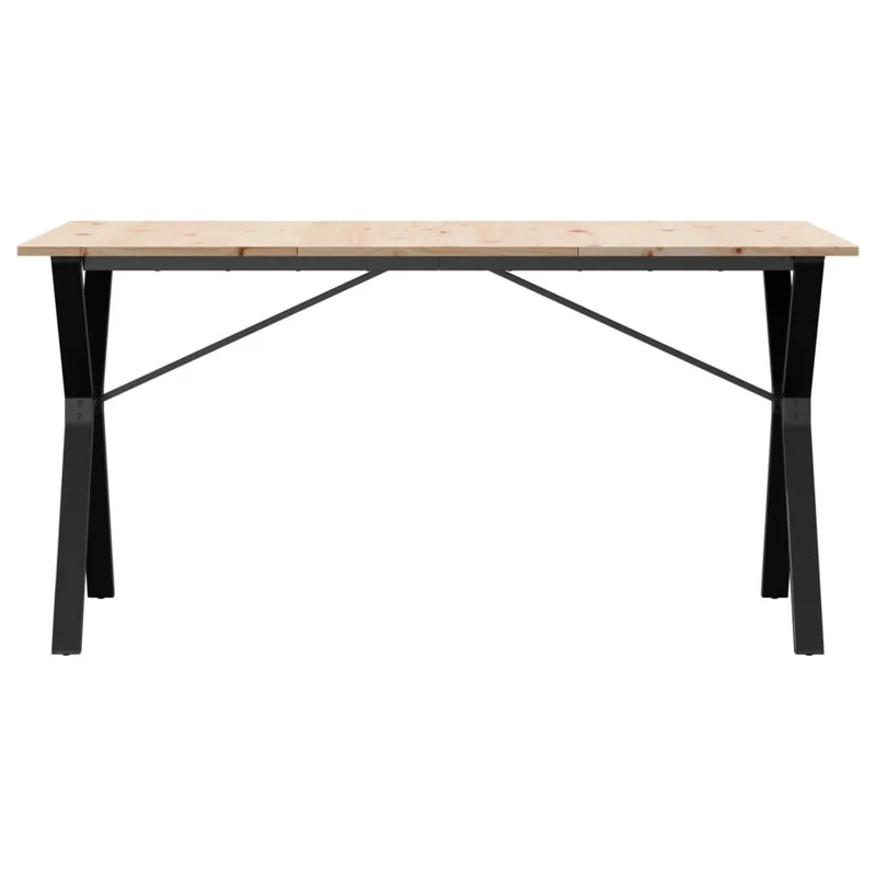 Table de salle à manger design industriel 140 x 80 x 75 cm bois de pin massif et acier DEC036824