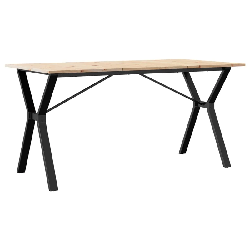 Table de salle à manger design industriel 140 x 80 x 75 cm bois de pin massif et acier DEC036824