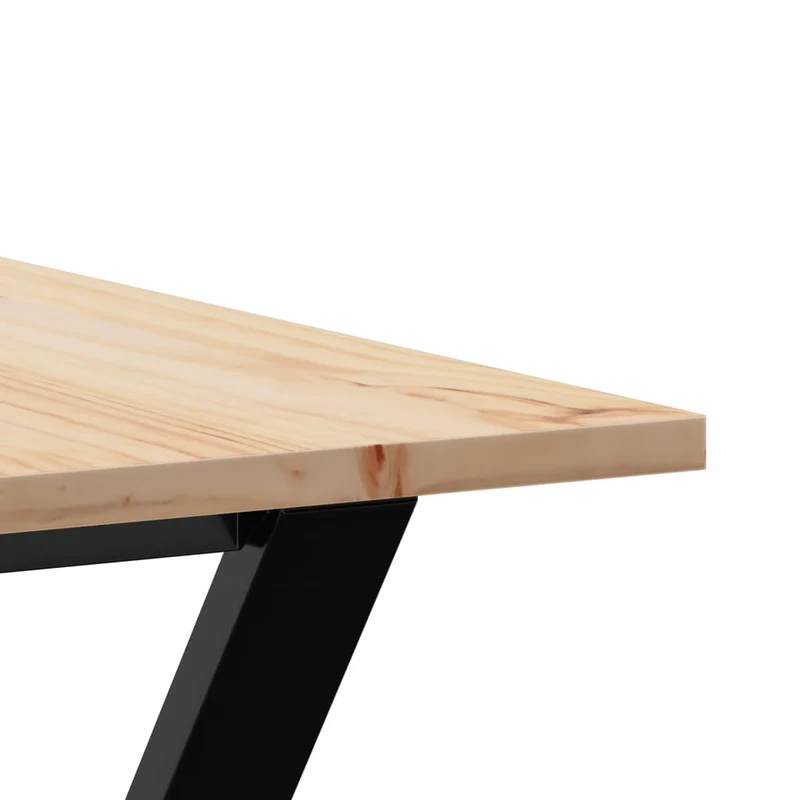 Table de salle à manger design industriel 140 x 80 x 75 cm bois de pin massif et acier DEC036824