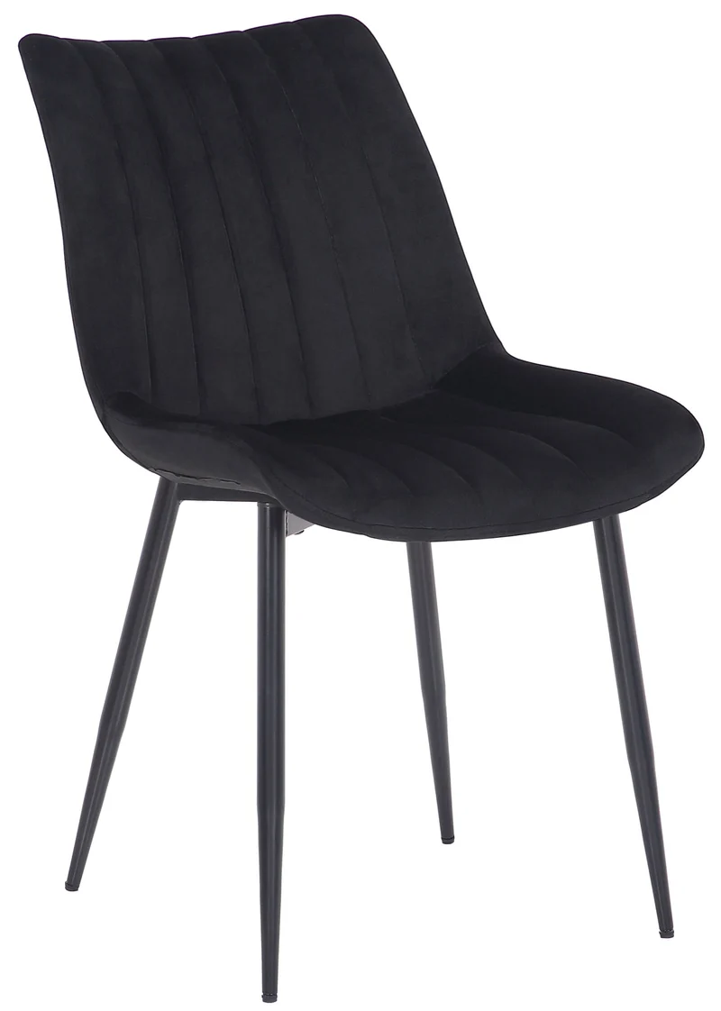 Lot de 2 chaises de salle à manger coutures décoratives verticales avec pieds en métal noir assise en velours noir 10_0001742