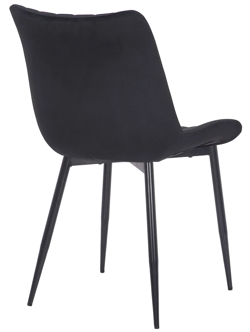 Lot de 2 chaises de salle à manger coutures décoratives verticales avec pieds en métal noir assise en velours noir 10_0001742