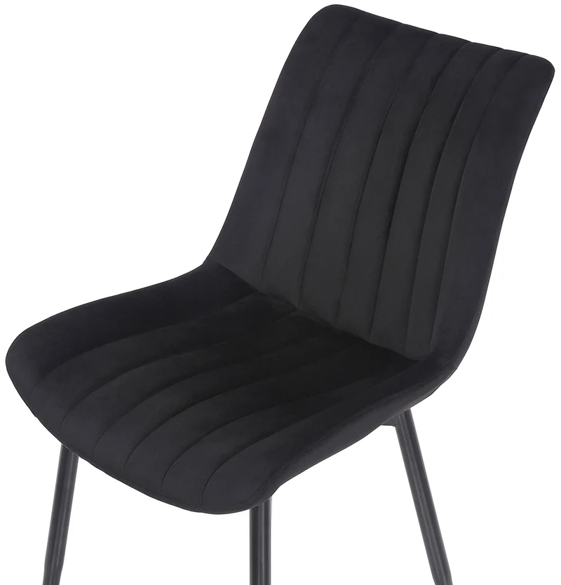 Lot de 2 chaises de salle à manger coutures décoratives verticales avec pieds en métal noir assise en velours noir 10_0001742