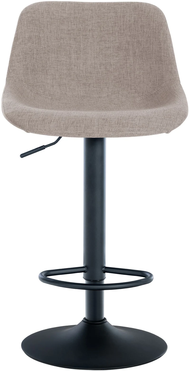 Tabouret de bar x1 rotation à 360°en tissu taupe pieds en trompette métal noir 10_0006077