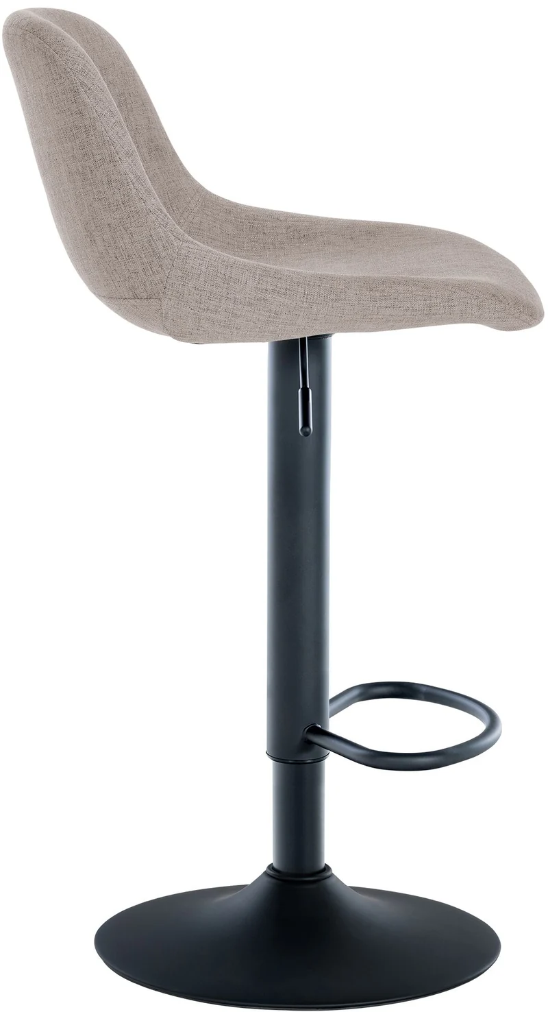 Tabouret de bar x1 rotation à 360°en tissu taupe pieds en trompette métal noir 10_0006077