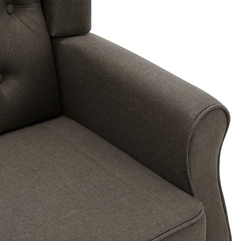 Fauteuil lounge design moderne avec repose-pieds taupe en tissu taupe DEC026845