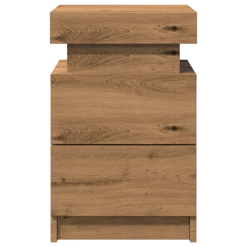 Lot de 2 tables de chevet avec LED et tiroirs 35 x 39 x 55 cm en bois ingénierie marron DEC035929