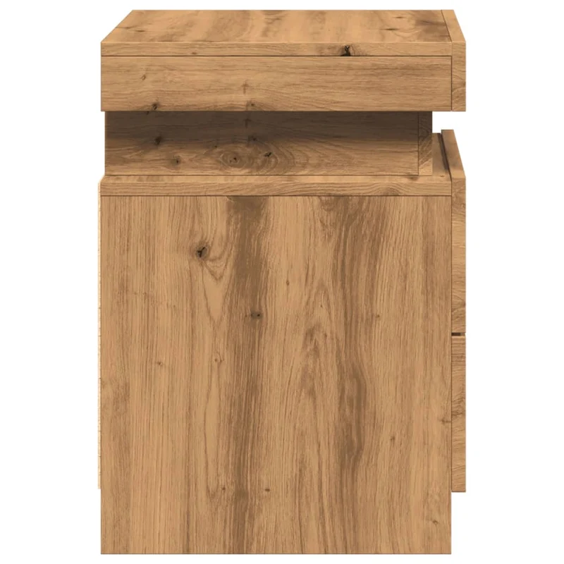 Lot de 2 tables de chevet avec LED et tiroirs 35 x 39 x 55 cm en bois ingénierie marron DEC035929