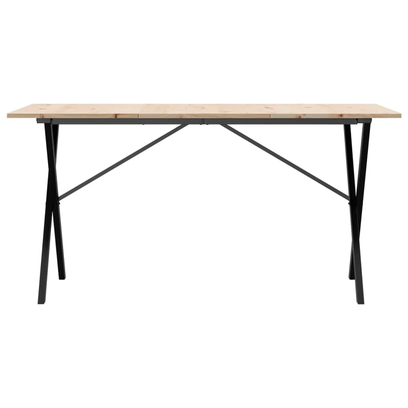 Table de salle à manger design industriel cadre en X 160 x 80 x 75 cm bois de pin massif et acier DEC036804