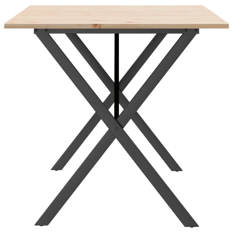 Table de salle à manger design industriel cadre en X 160 x 80 x 75 cm bois de pin massif et acier DEC036804