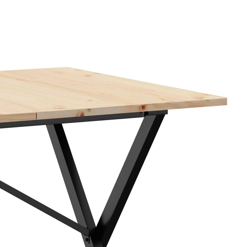 Table de salle à manger design industriel cadre en X 160 x 80 x 75 cm bois de pin massif et acier DEC036804