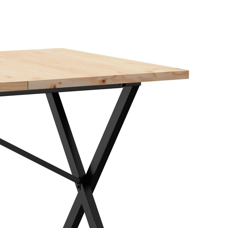 Table de salle à manger design industriel cadre en X 160 x 80 x 75,5 cm bois pin massif et acier DEC036805