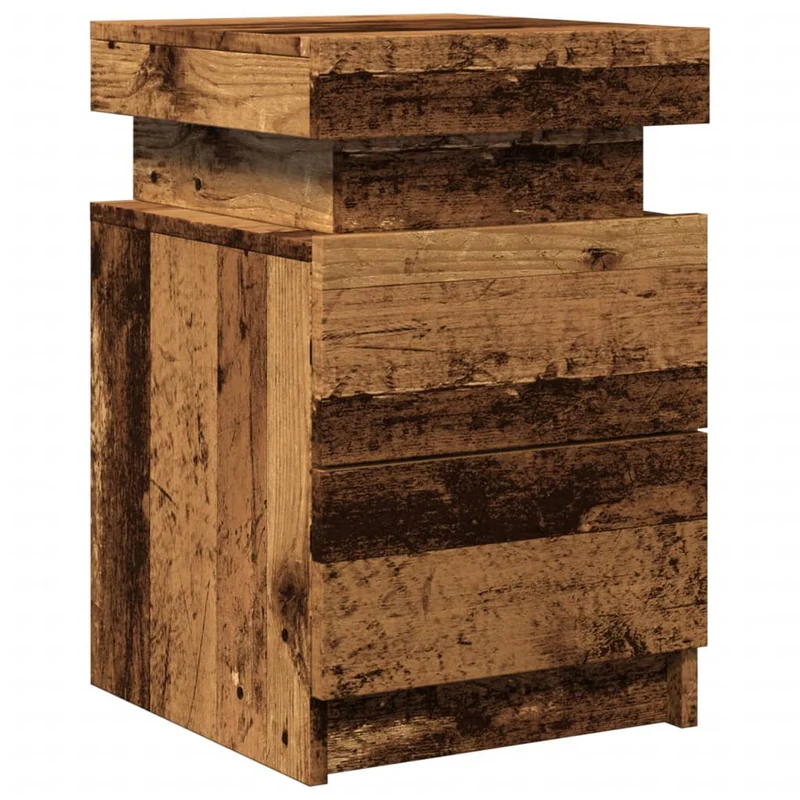Lot de 2 tables de chevet avec LED deux tiroirs en bois d'ingénierie marron vieilli DEC035930