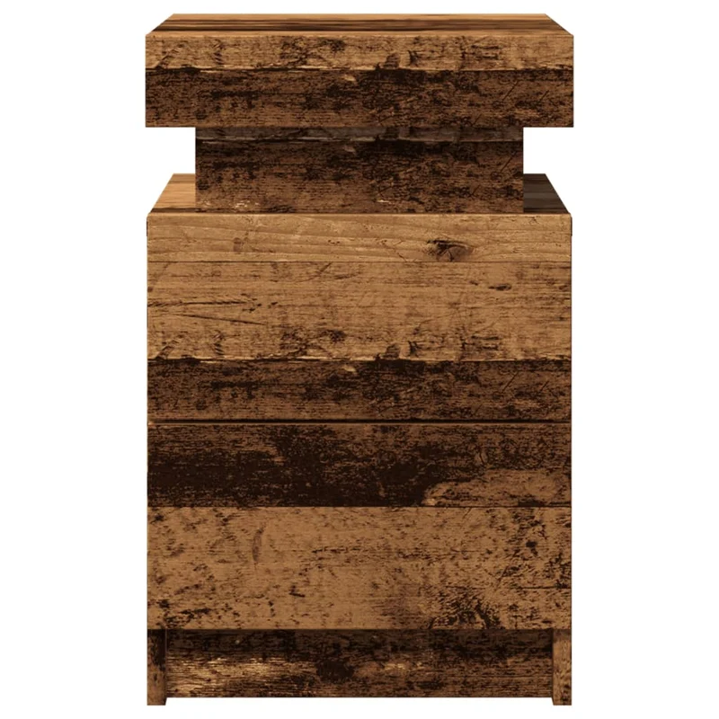 Lot de 2 tables de chevet avec LED deux tiroirs en bois d'ingénierie marron vieilli DEC035930
