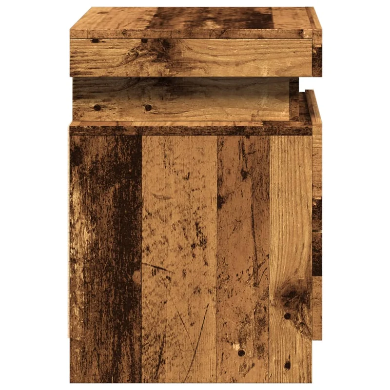 Lot de 2 tables de chevet avec LED deux tiroirs en bois d'ingénierie marron vieilli DEC035930