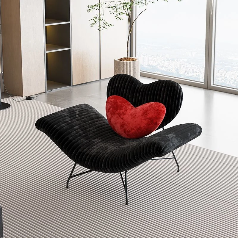 Contemporary Creative Detachable Heart Iron Faux Angora Sponge PP Cotton Accent Chair Backrest Armless For Living Room