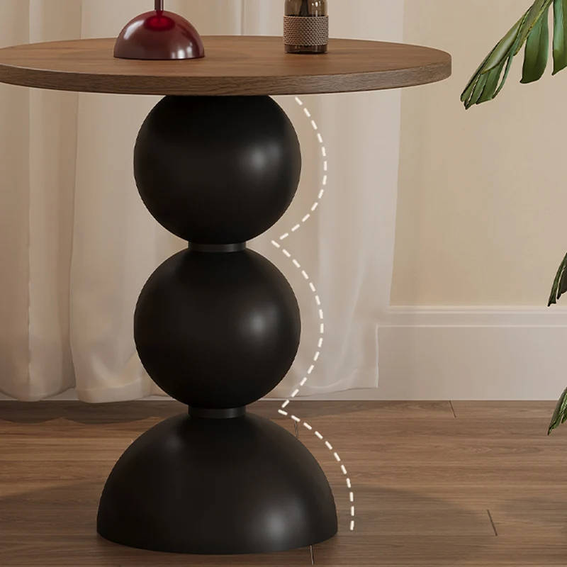 Contemporary Retro Plywood Carbon Steel Round End Table 1-Tier For Living Room