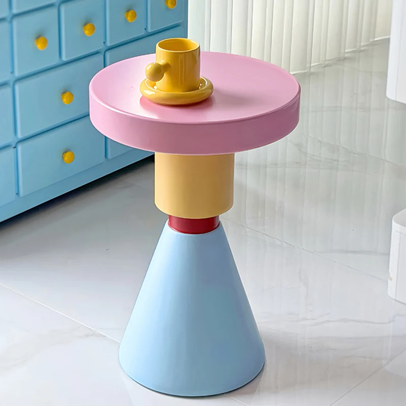 Contemporary Creative Plywood Round Kids End Table 1-Tier For Living Room