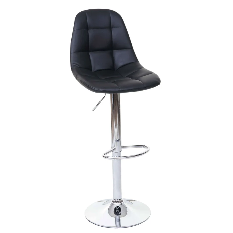 2x tabourets de bar comptoir chaise haute en synthétique noir base et cadre en acier chromé 04_0000107