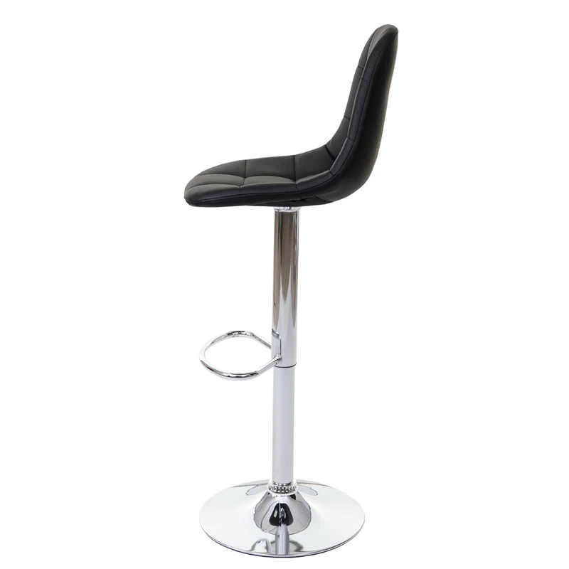 2x tabourets de bar comptoir chaise haute en synthétique noir base et cadre en acier chromé 04_0000107