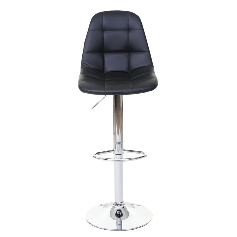 2x tabourets de bar comptoir chaise haute en synthétique noir base et cadre en acier chromé 04_0000107