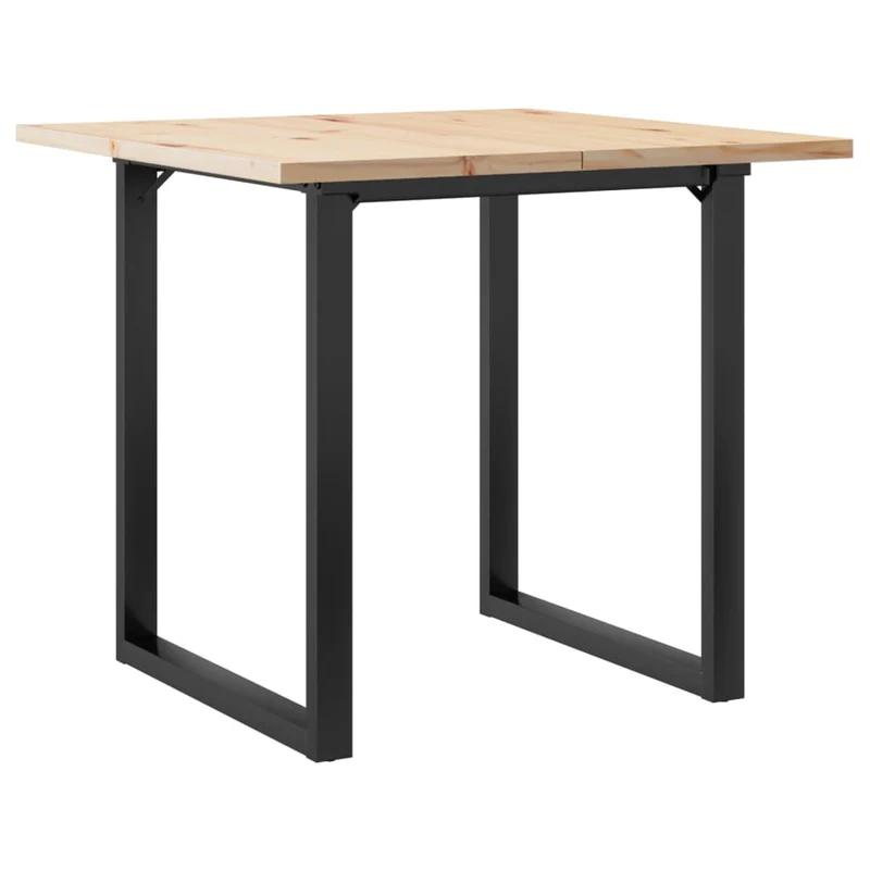 Table de salle à manger cuisine design industriel 80 x 80 x 75,5cm bois de pin massif et acier DEC036797