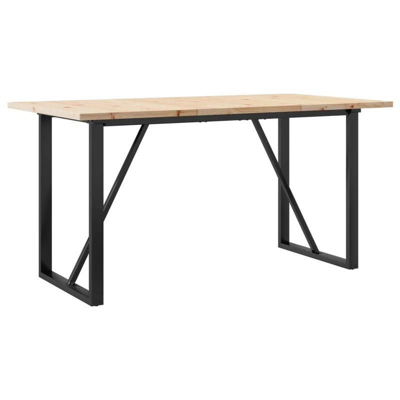 Table de salle à manger design industriel 160 x 80 x 75,5 cm bois pin massif et acier DEC036785