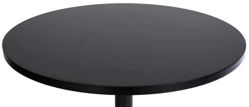 Table haute de bar bistrot plateau forme diamètre 60 cm rond en bois noir et métal chromé 10_0006576